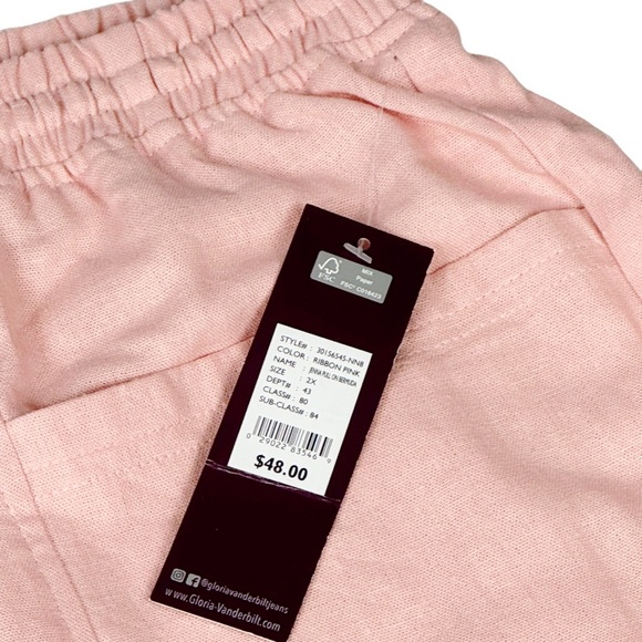 Gloria Vanderbilt Jenna Bermuda Shorts Pastel Pink Linen Size: 2X - Picture 10 of 12